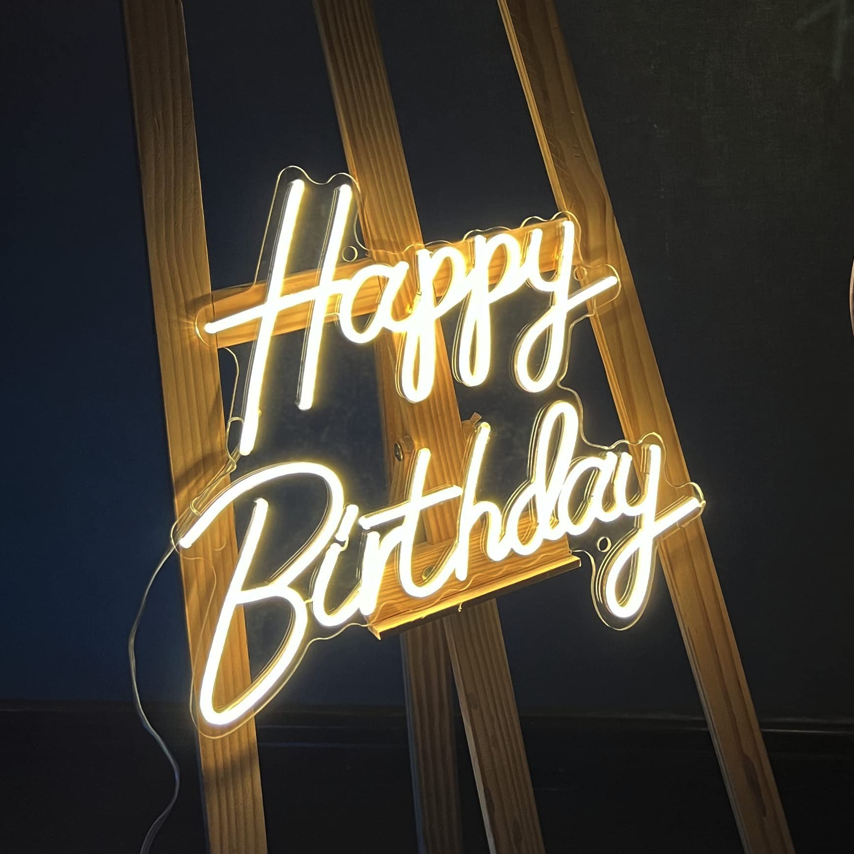 Happy Birthday Neon Sign - Warm White LED Wall Decor for Kids Birthday Party, Backdrop & Home Celebration - Perfect for Wall Hanging, Party Decorations & Unique Birthday Gifts