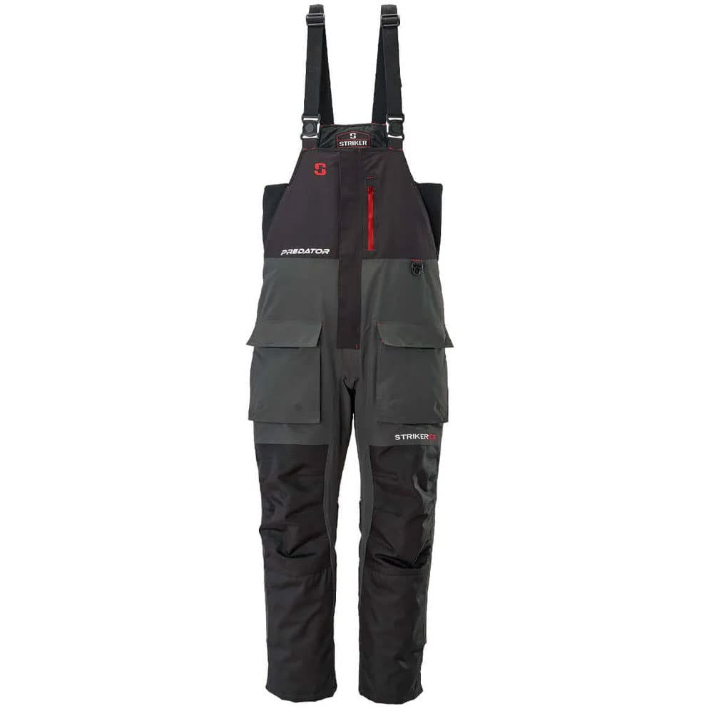 Striker Men's Predator Durable Windproof Water-Resistant Ice Fishing Bib Pants with Sureflote Flotation Technology - Winter Fishing Gear for Cold Weather & Outdoor Adventures