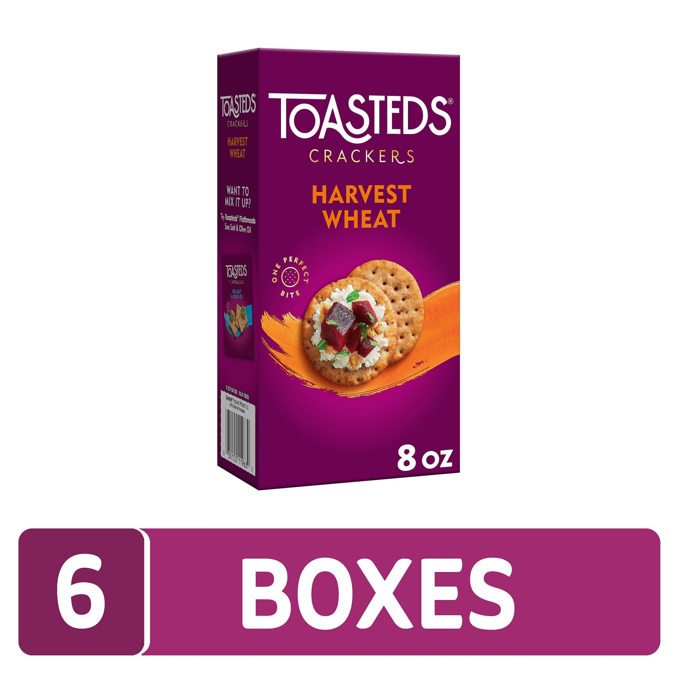 Toasted Harvest Wheat Crackers - 6 Pack | Healthy Party & Lunch Snacks | Perfect for Office, School & Picnics