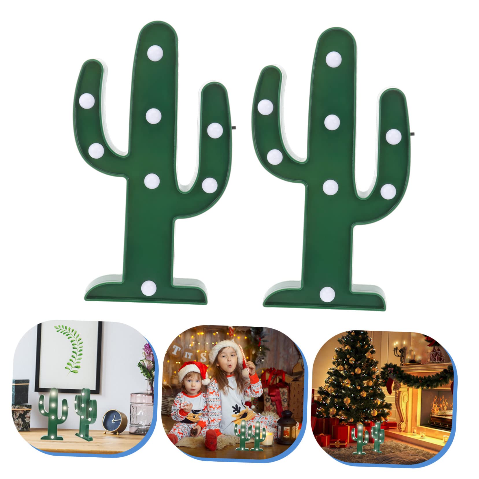 2Pcs LED Cactus Night Light - Modern PVC Decorative Lamp for Bedroom, Kids Room, Nursery - Perfect Gift for Christmas, Valentine's Day, Birthday - Creates Cozy Ambiance for Nighttime Reading & Relaxation