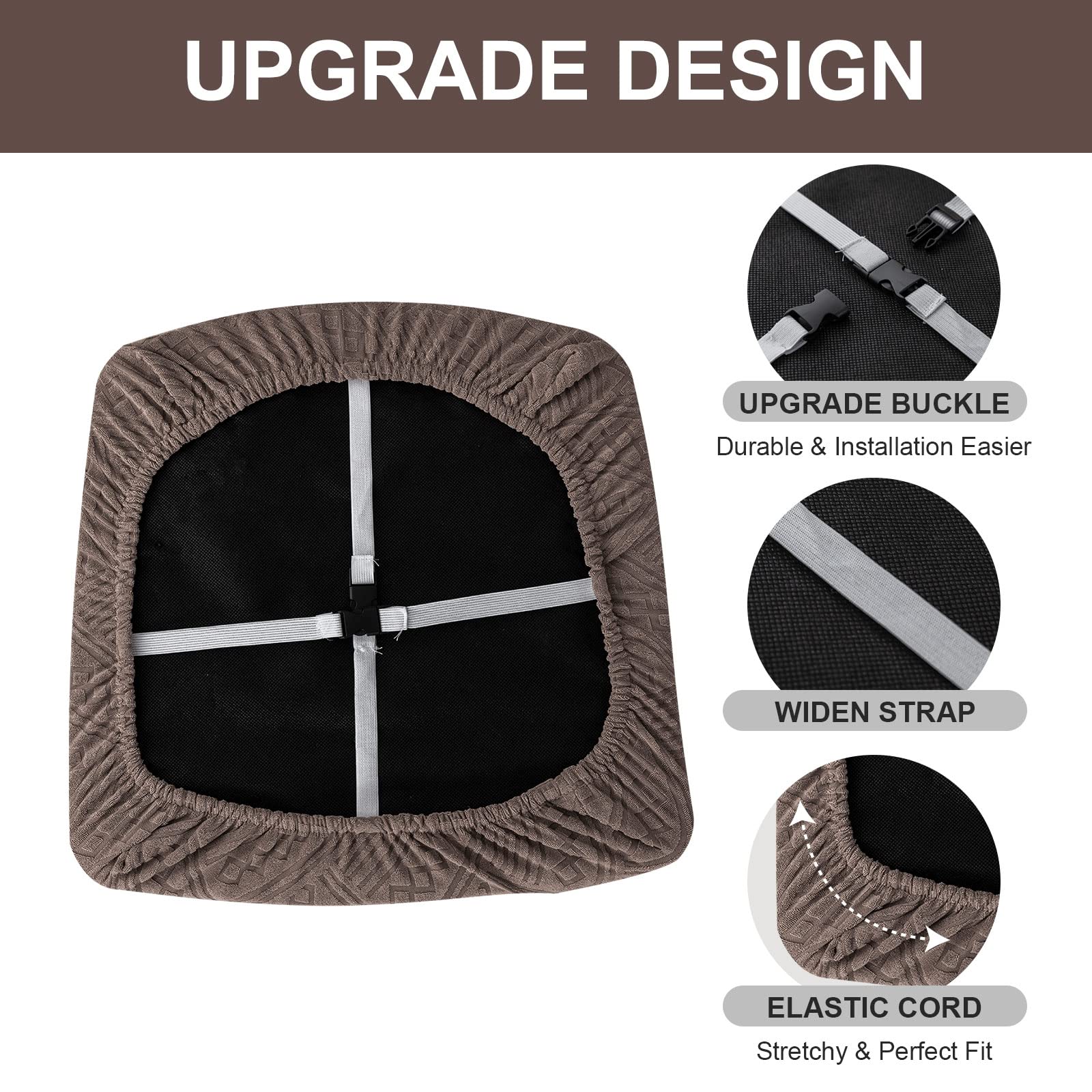 Genina Waterproof Stretch Dining Chair Covers - 4 Pack Taupe Slipcovers for Kitchen, Restaurant & Hotel Use | Spill-Proof Seat Protectors for Everyday Dining & Entertaining