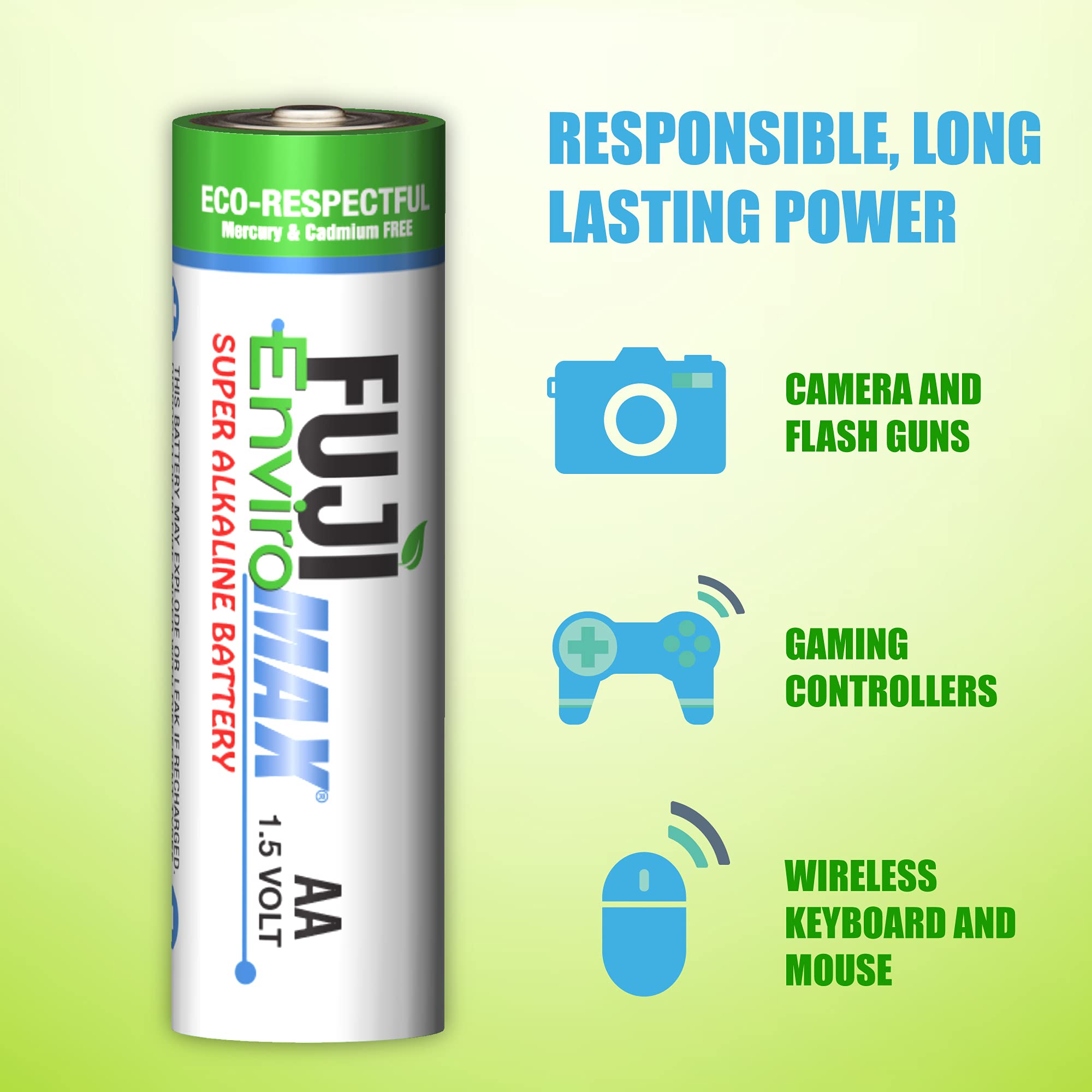 Fuji Enviromax 4300BP24 EnviroMax AA Super Alkaline Batteries (24 Pack) - Long Lasting Power for Toys, Flashlights, Remote Controls & More - White Universal Size Batteries for Household & Office Use