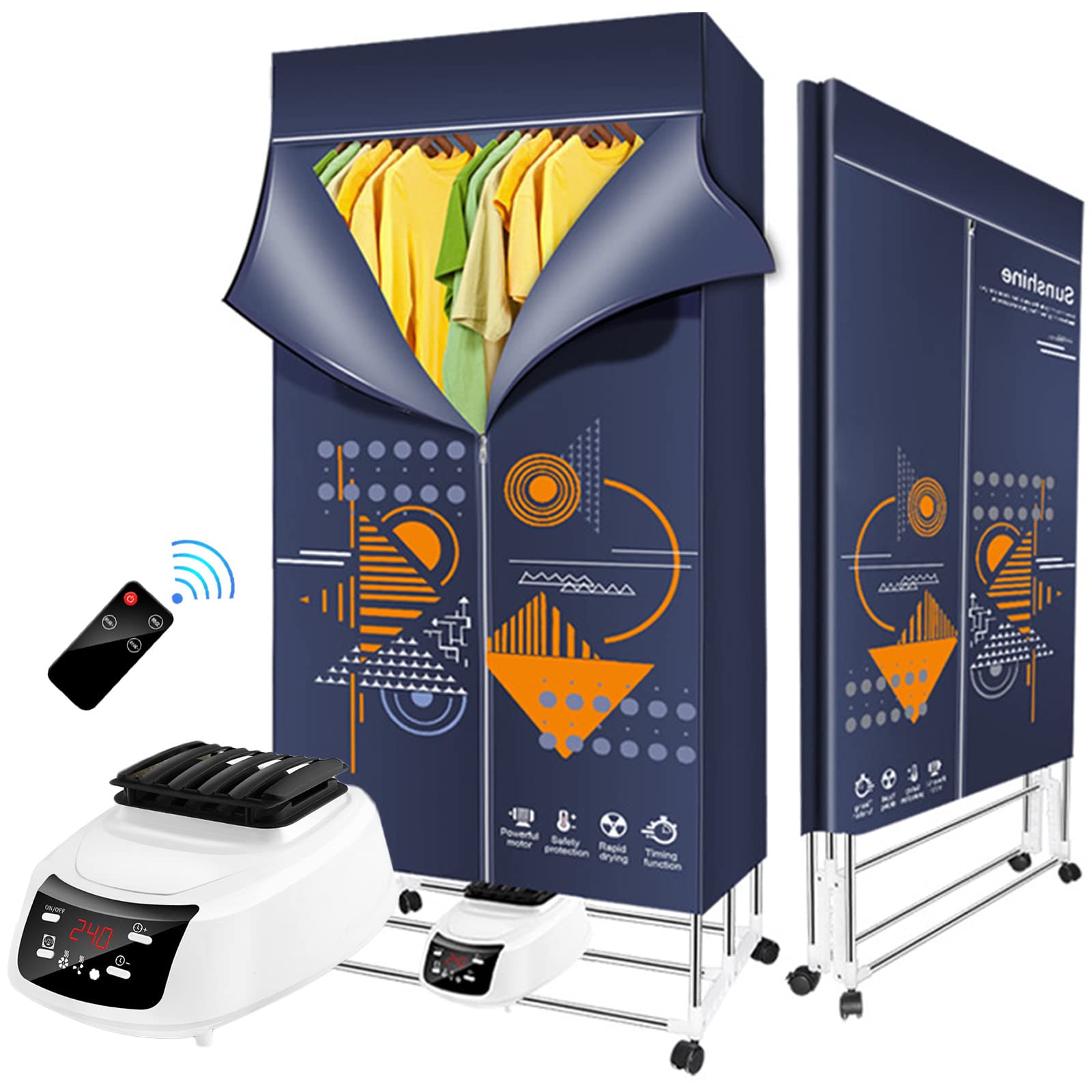 Foldable Electric Heated Clothes Dryer Rack with Remote Control - 2-Tier Stainless Steel Laundry Drying Stand, 1500W Energy Saving, 240min Timer - Perfect for Indoor Use in Living Room, Bedroom & Small Apartments