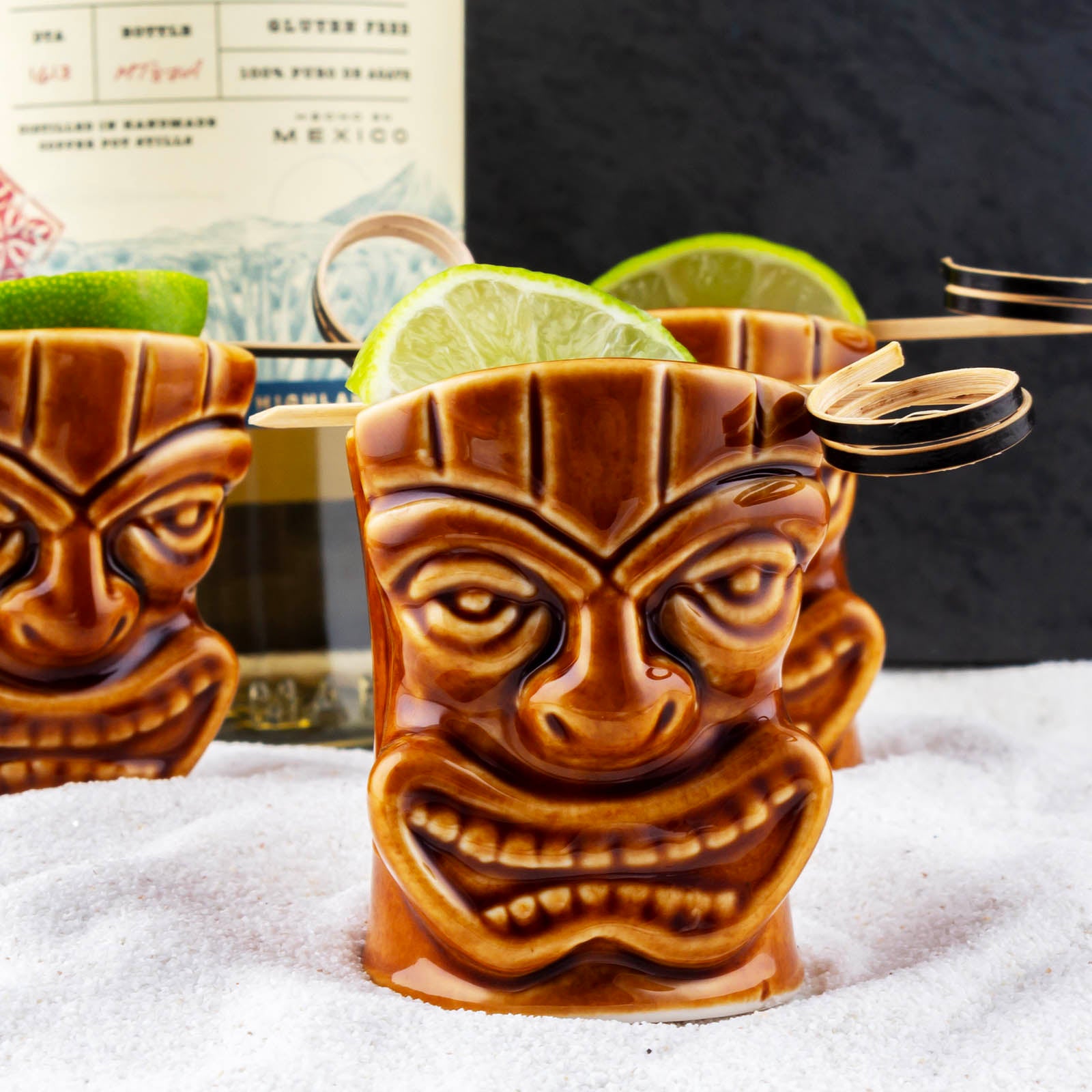 BarConic® Totem Shot Glasses - Set of 4 Tiki-Themed Ceramic Shot Cups for Tropical Cocktails, Perfect for Luau Parties, Beach Bars & Themed Events