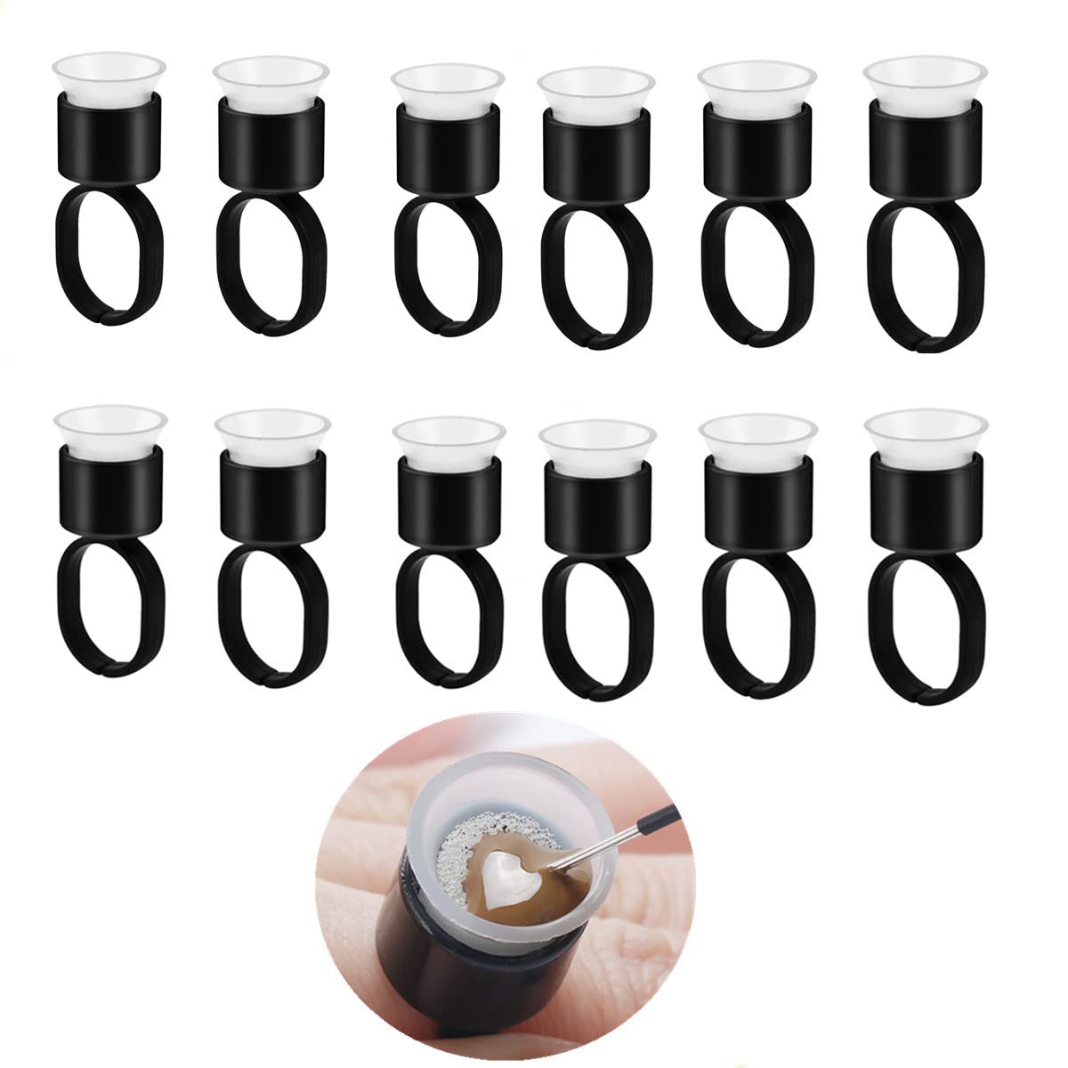 50 PCS Microblading Pigment Glue Rings - Disposable Ink Ring Cups for Eyebrow Tattoo Supplies | Perfect for Microblading, Ombre Brows & Permanent Makeup Artists | Salon & Home Use