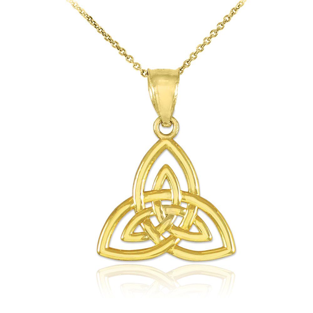 10k Yellow Gold Celtic Knot Triquetra Pendant Necklace for Women - Elegant Irish Jewelry Gift for Birthday, Anniversary & Special Occasions