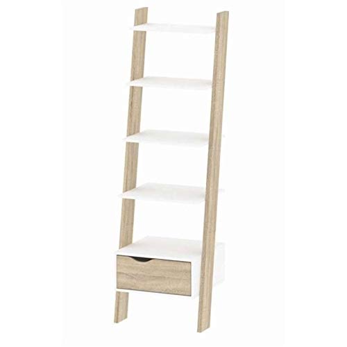Atlin Designs 1 Drawer Bookcase in White Oak - Modern Storage Shelf for Home Office, Living Room & Bedroom - Stylish Wooden Bookshelf with Drawer for Organizing Books, Decor & Essentials