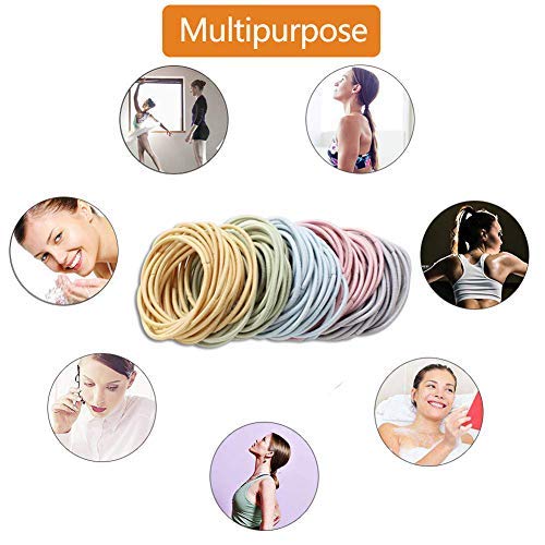 100pcs 2mm Elastic Hair Bands - No Metal Ponytail Holders, 5cm Diameter Soft Hair Ties for Women, Men & Girls (Multicolor) - Perfect for School, Work, Gym & Everyday Hairstyles