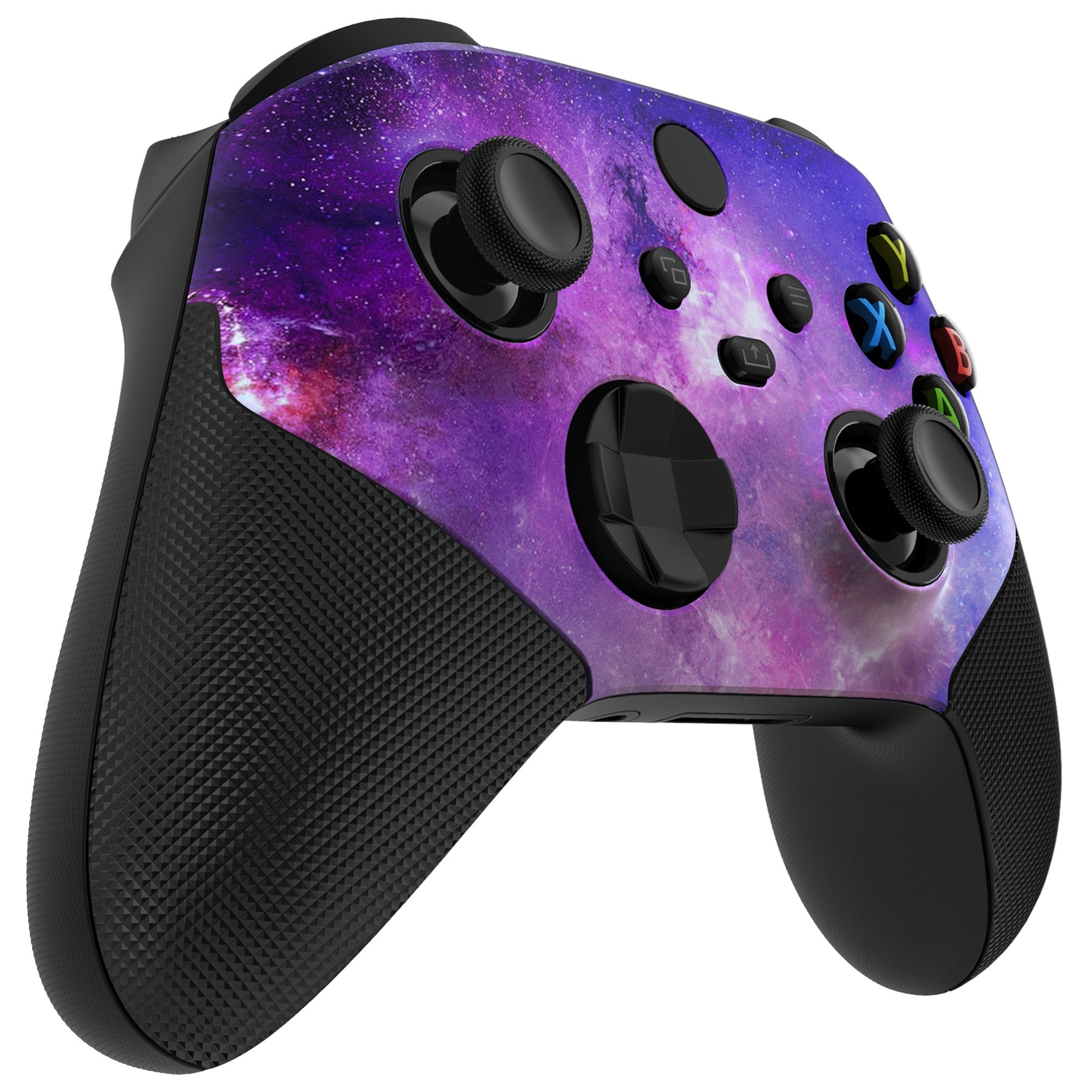 eXtremeRate ASR Performance Rubberized Grip Front Housing Shell with Accent Rings for Xbox Series X & S Controller - Nebula Galaxy Design | Enhanced Gaming Comfort for Long Play Sessions