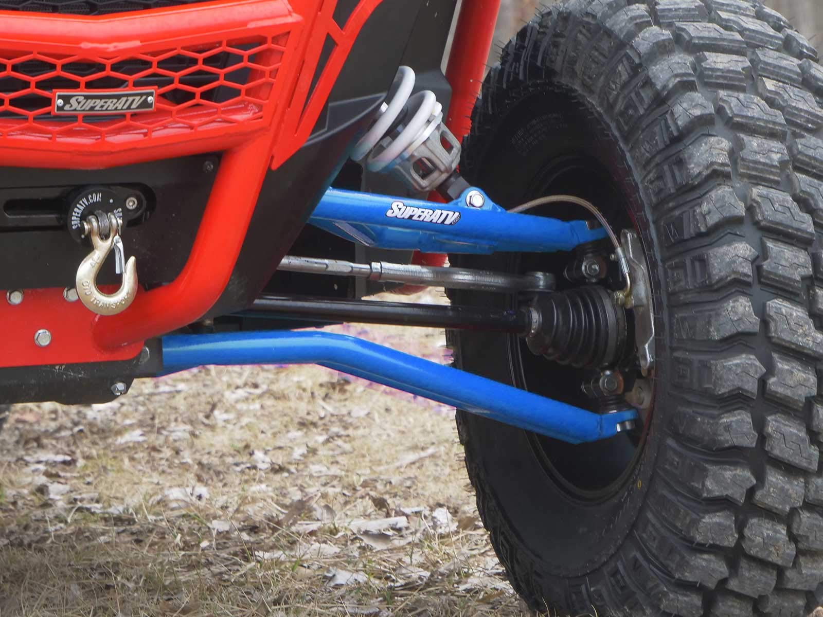 SuperATV Heavy Duty High Clearance Lower Front A Arms for 2016-2021 Polaris RZR XP Turbo/XP 4 Turbo - Voodoo Velocity Blue - Includes Heavy Duty Ball Joints - Non-Adjustable - Off-Road UTV Accessories for Trail Riding & Dune Bashing
