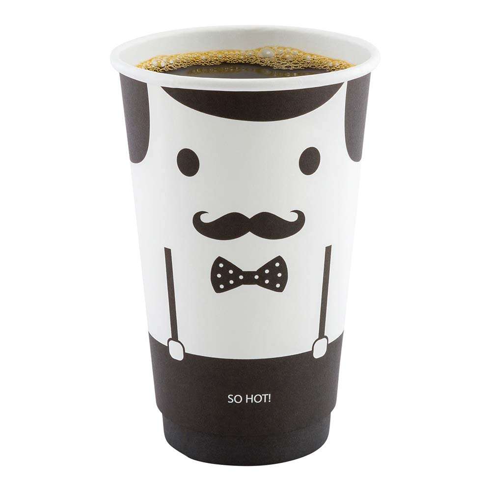 Restaurantware 16oz Disposable Paper Coffee Cups - 25 Pack Leakproof & Insulated Hot Cups with Matching Lids (Sold Separately) | Eco-Friendly Black & White Design for Cafes, Offices & Home Use
