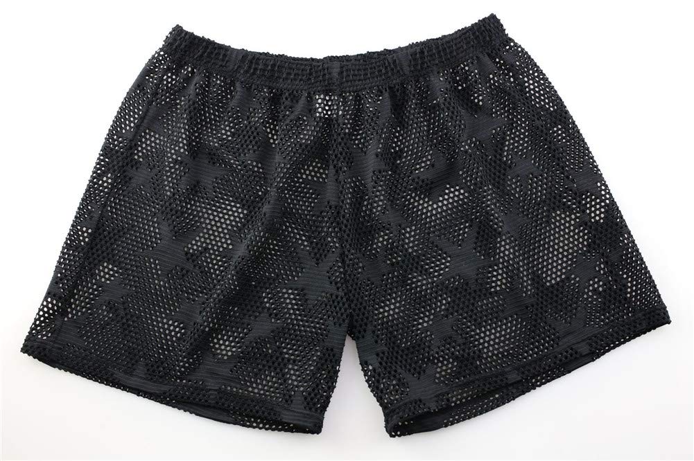 Men's Quick-Dry Star Mesh Boxer Briefs - Breathable Swim Trunks & Bikini Shorts for Swimming, Beach & Gym Workouts - Comfortable Underwear for Active Lifestyle