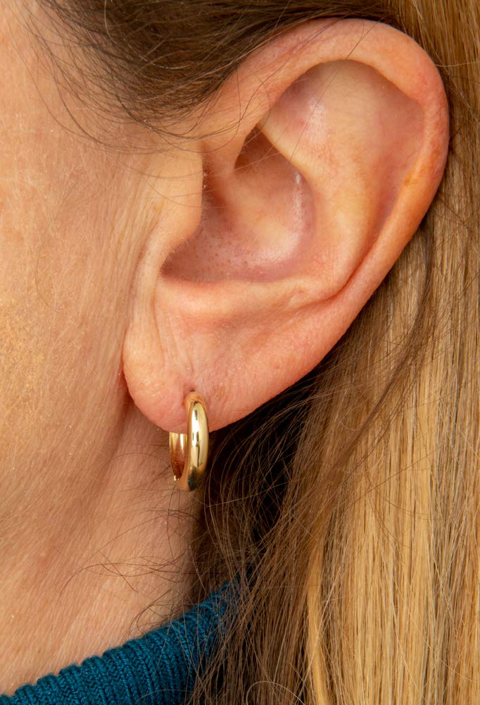 14K Solid Gold Huggie Hoop Earrings for Women & Men - 3mm Tube Hoops, Minimalist Everyday Jewelry - Perfect for Gifts, Work & Special Occasions