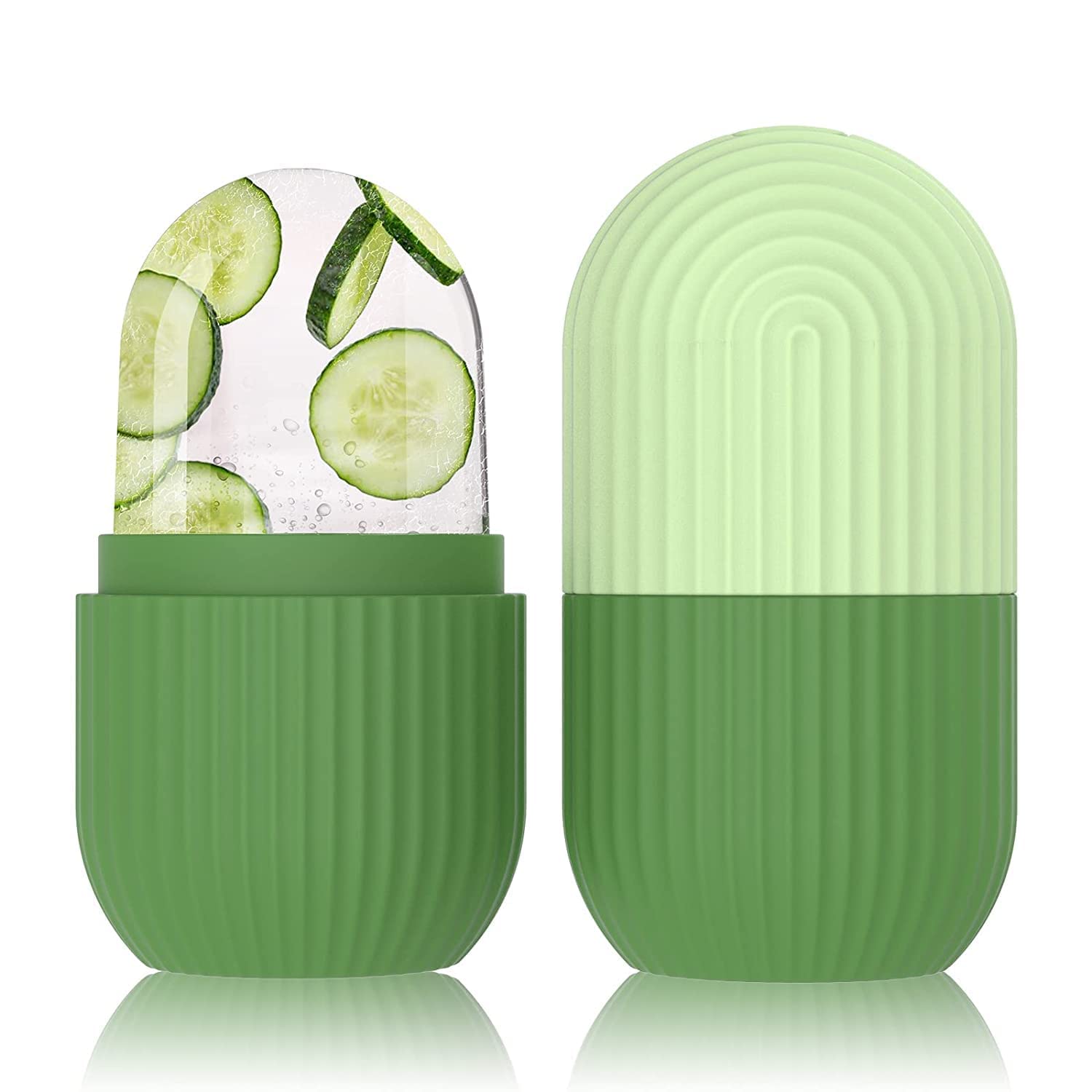 KBS Ice Roller for Face Massager - Pack of 2, Cooling Face & Eye Roller for Neck & Body, Reduces Puffiness, Dark Circles & Migraine Pain - Reusable Silicone Ice Massage Tool (Green) - Perfect for Skincare Routine & Post-Workout Recovery