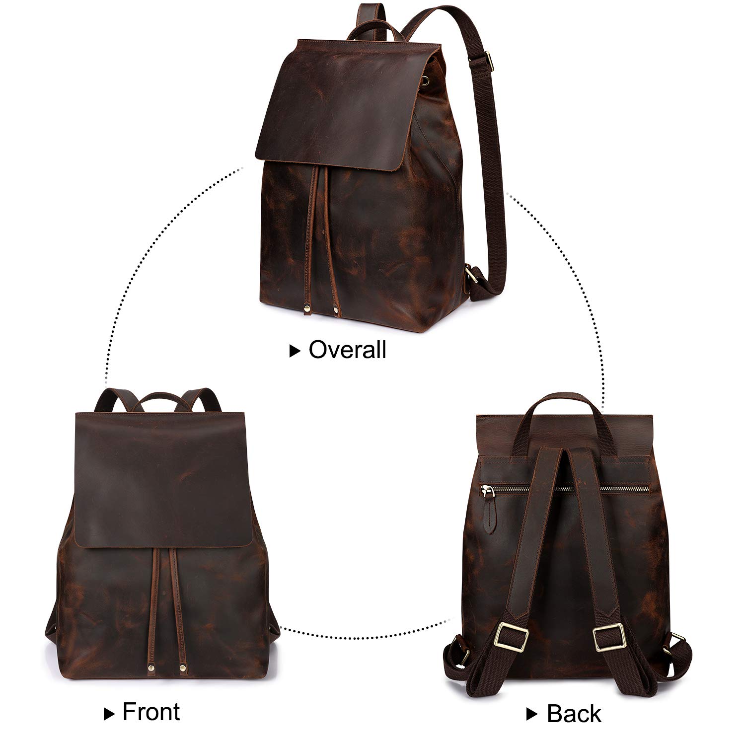 S-ZONE Women's Genuine Leather Backpack Purse - Stylish Rucksack & Travel Daypack with Luggage Sleeve - Perfect for Work, School & Weekend Getaways