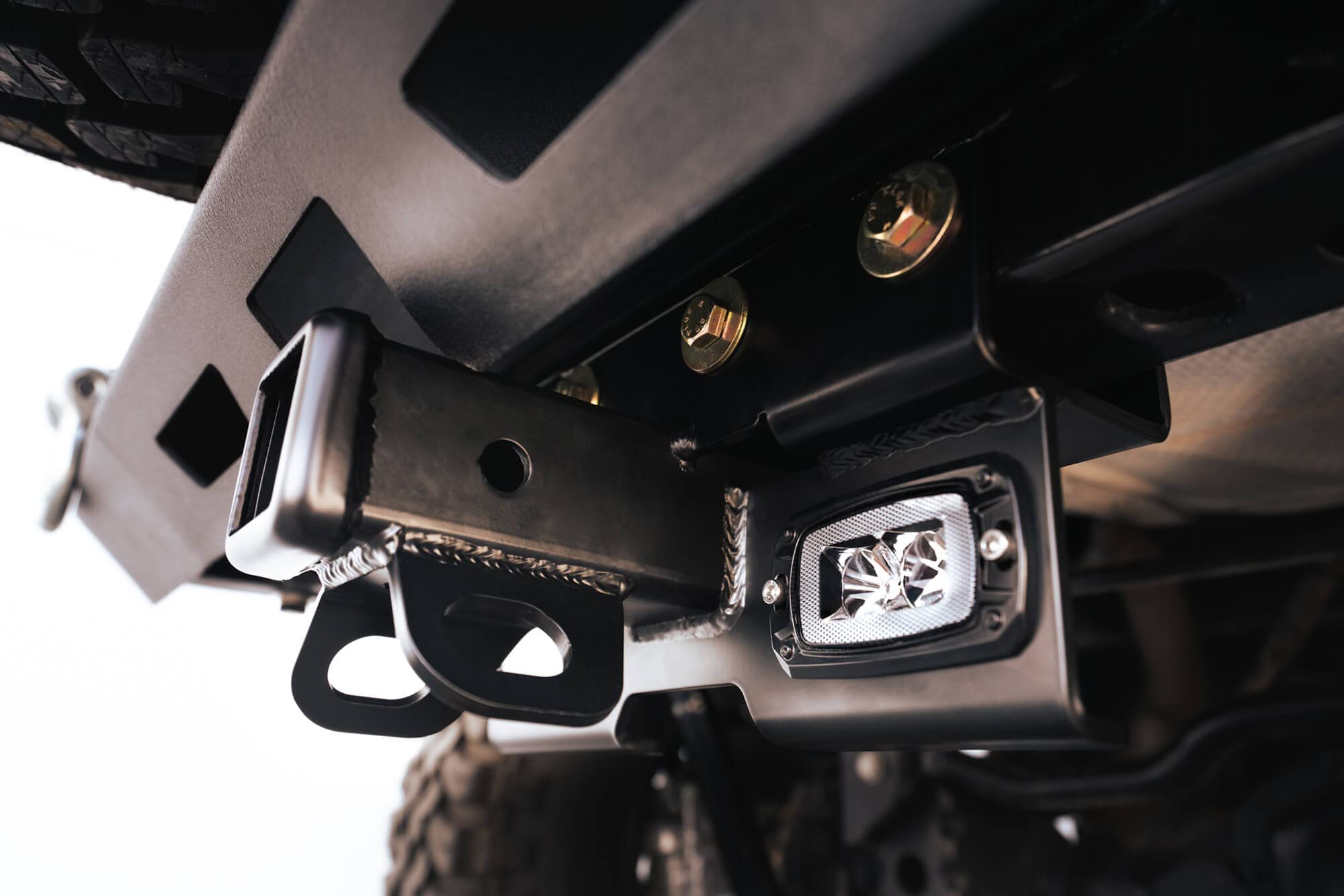 DV8 Offroad Bolt-on Hitch with LED Lights for 2007-2018 Jeep Wrangler JK & 2018-2025 Jeep Wrangler JL - 2-inch Receiver, Factory Mounting Location - Perfect for Towing Trailers, Bike Racks & Offroad Adventures