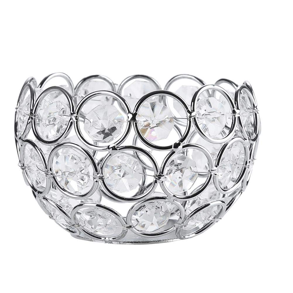 Elegant Silver Crystal Candlestick Holders - Wedding Centerpiece, Office & Home Decor Vase Set with Cylinder and Bowl - Perfect for Dining Table, Coffee Table, and Special Occasion Decorations
