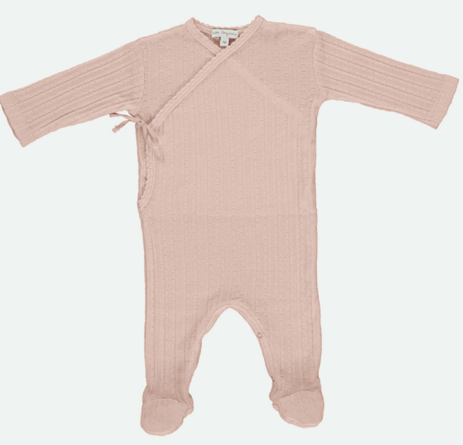 BEBE ORGANIC POINTELLE WRAP OVERALLS for Newborn to 6 Months - Soft Cotton Baby Romper for Comfort & Style - Perfect for Playtime, Outings & Photo Shoots