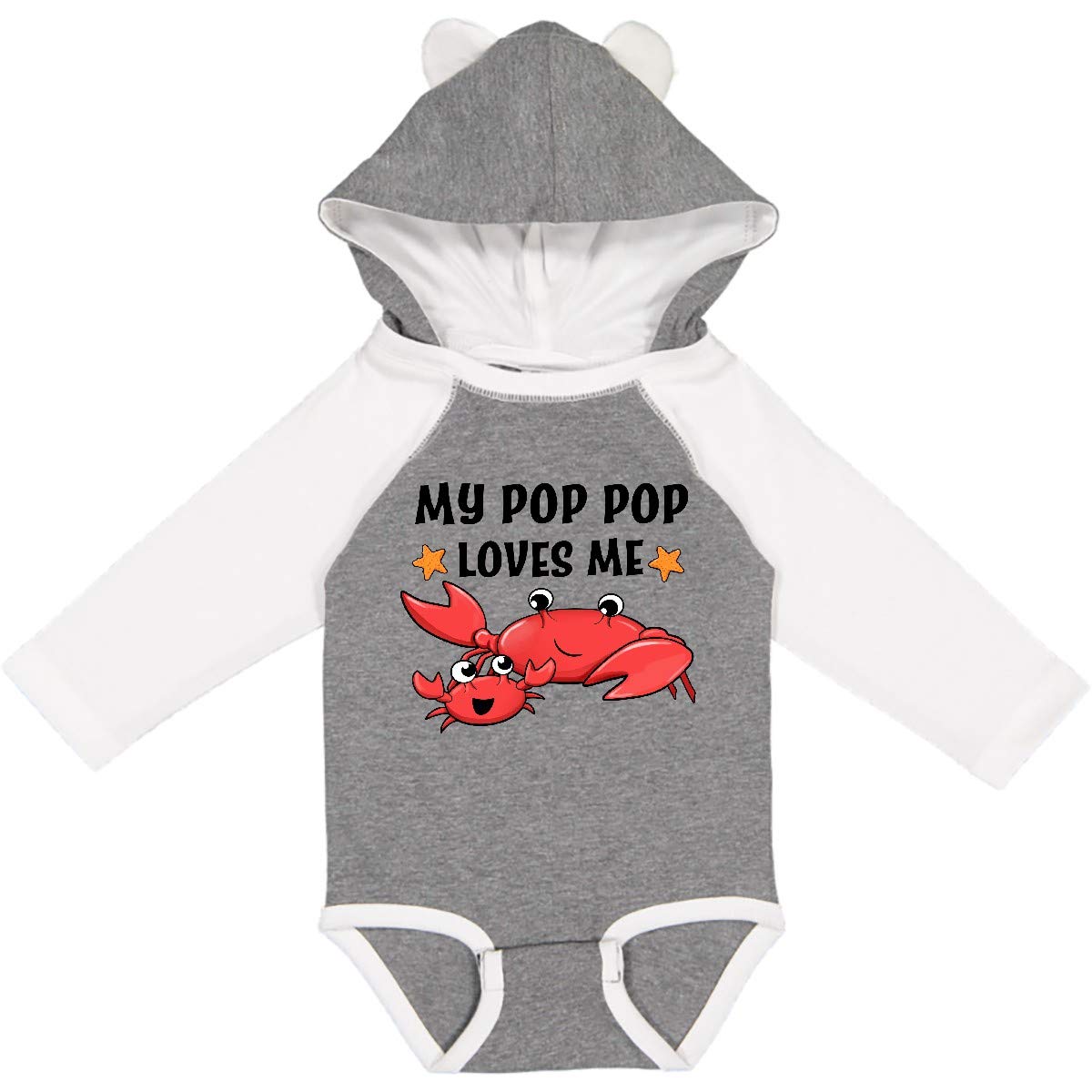 Inktastic My Pop Pop Loves Me - Adorable Crab Family Long Sleeve Baby Bodysuit for Boys & Girls | Perfect for Family Photos, Beach Outings & Grandparents Day Gifts