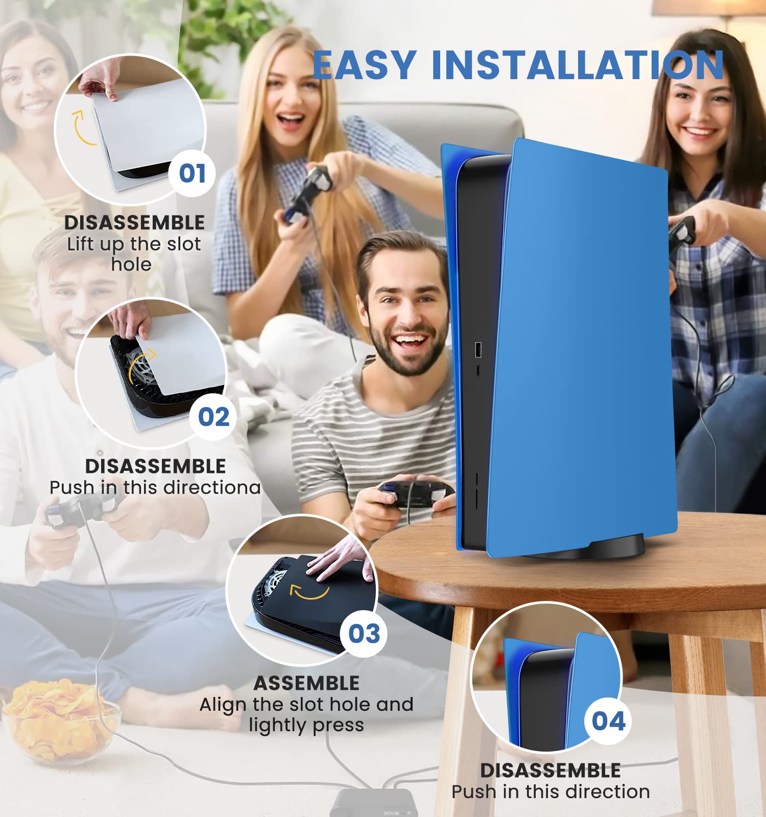 PS5 Digital Edition Faceplate Cover - Starlight Blue Hard Shell Replacement Side Plates, Shockproof ABS Anti-Scratch Protective Case for PS5 Console | Perfect for Gaming Setups & Display Collections