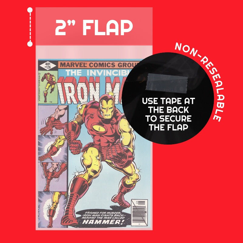 Evoretro 2 MIL Clear Comic Book Bags for Regular Comics - Acid-Free Archival Protection for Collectible Storage & Display