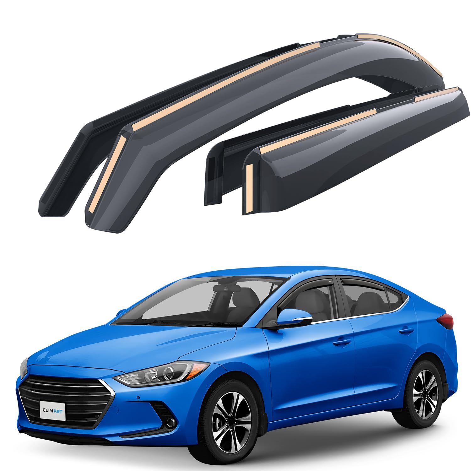 Goodyear Shatterproof In-Channel Window Deflectors for Hyundai Elantra 2017-2020 - 4pc Rain Guards & Vent Visors | Weatherproof Car Accessories for Rain Protection & Improved Airflow | Perfect for Road Trips & All-Weather Driving
