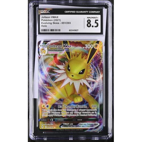 2021 Pokemon Evolving Skies Jolteon VMAX 051/203 CGC 8.5 Graded Card - Collectible Trading Card for Pokemon Fans & TCG Players - Perfect for Gaming, Display, and Investment