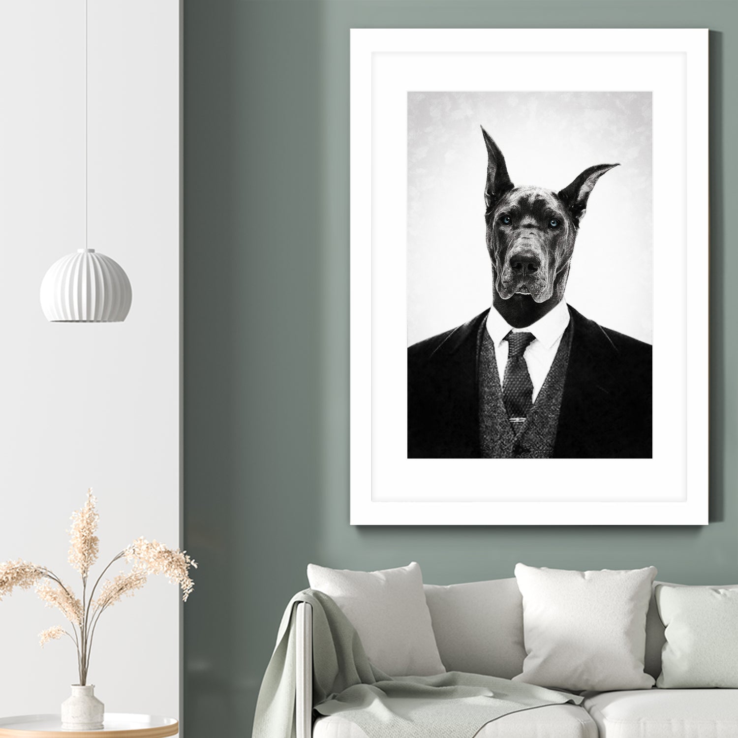 Black Dog Portrait Canvas Art - Hand-Painted Pet Memorial Gift for Dog Lovers - Perfect for Home Decor, Living Room Wall, and Office