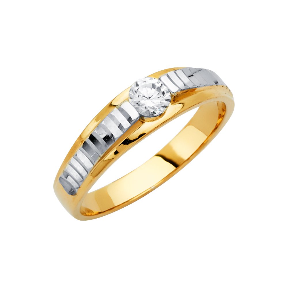 14K Two-Tone Gold Men's Wedding Band Ring - Classic & Durable for Engagement, Anniversary & Everyday Wear