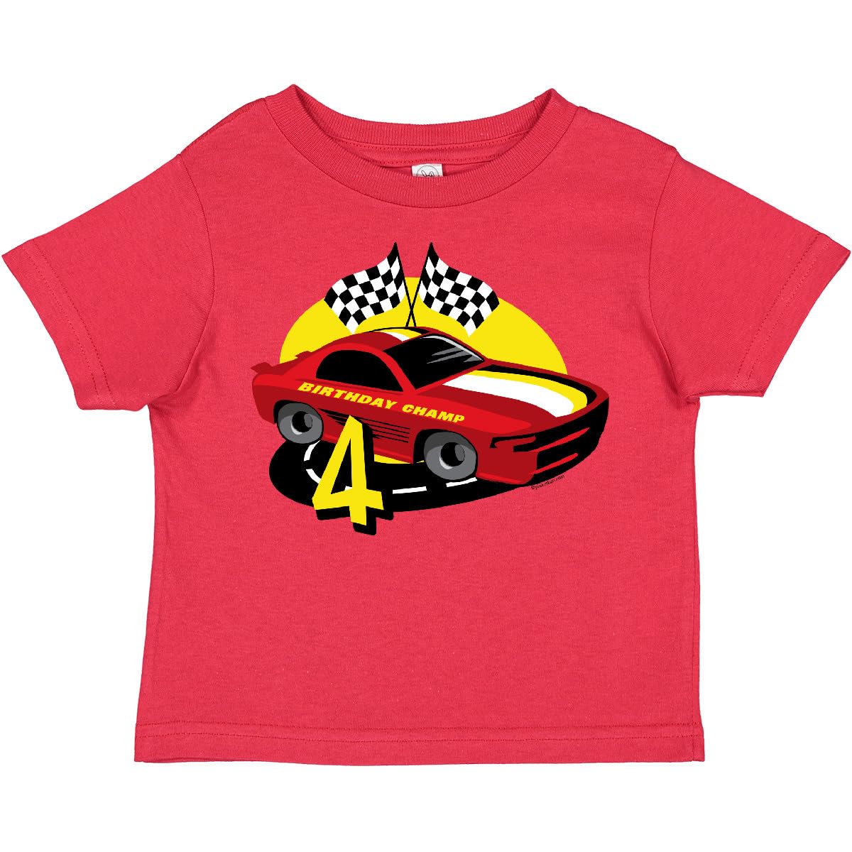 Inktastic Race Car 4th Birthday Toddler T-Shirt - Cute Toddler Boy Outfit for Birthday Party & Car Themed Events