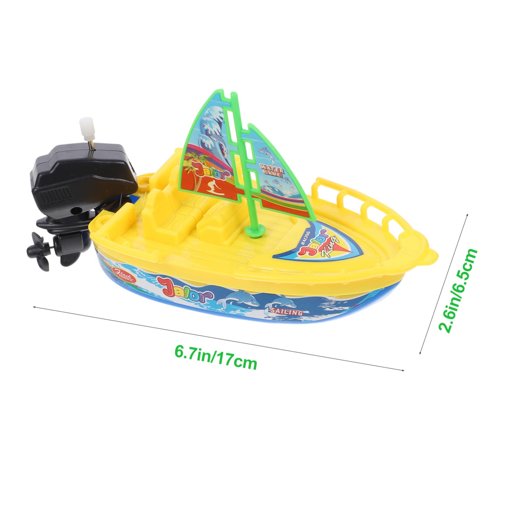 SKISUNO 4-Piece Wind Up Bath Toys for Kids - Floating Boat Bathtub Toys, Waterproof Shower Toys for Toddlers & Boys (Yellow) - Perfect for Bathtime Fun, Pool Play & Sensory Water Activities