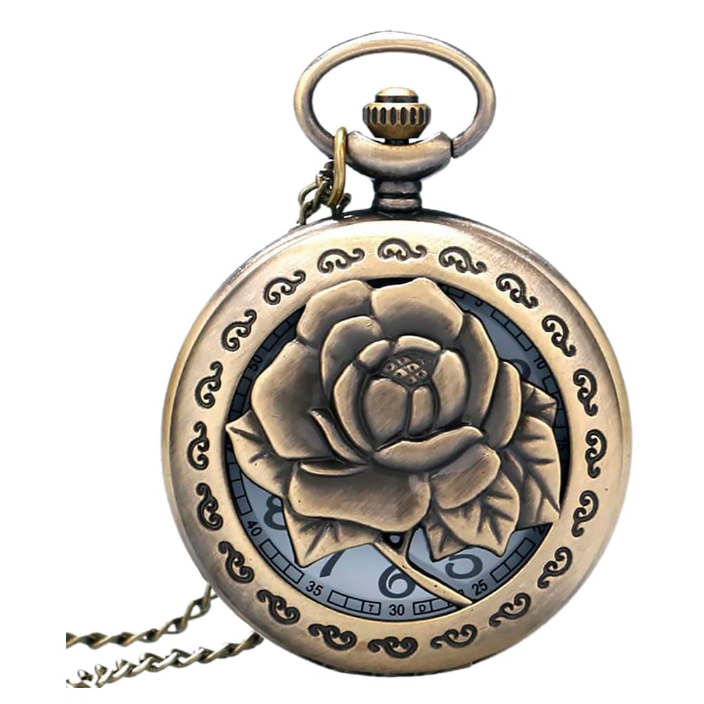 Antique Vintage Pocket Watch with Floral Design - Retro Hanging Watch for Men & Women - Perfect for Steampunk Costume, Victorian Fashion, and Gift Giving