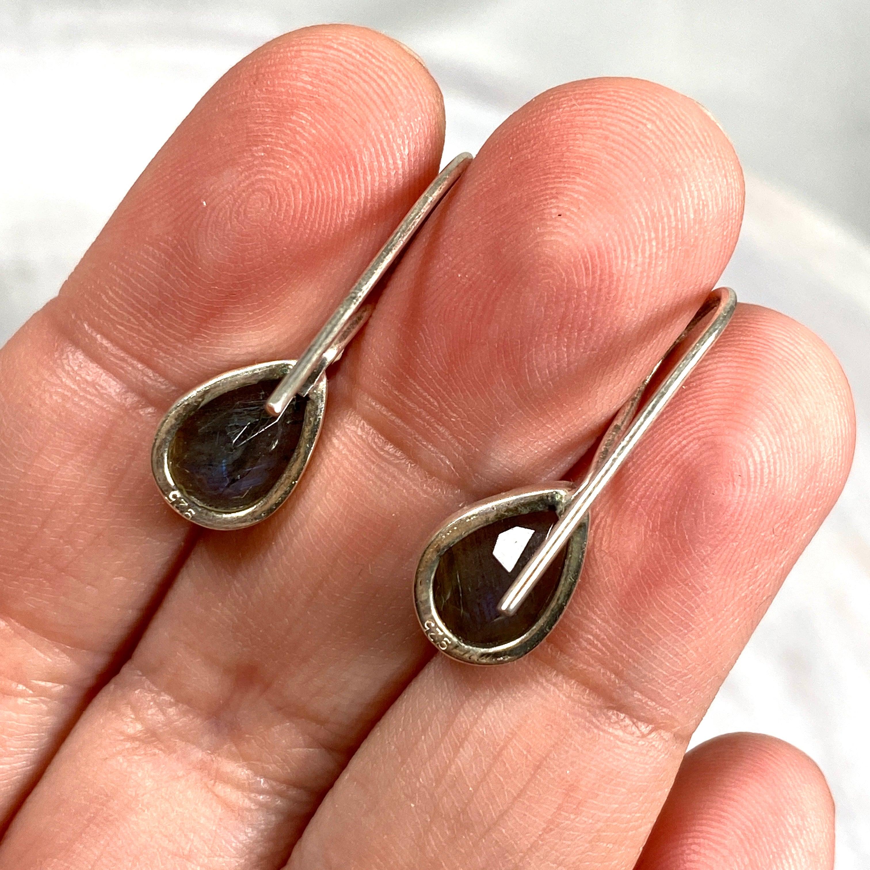 Labradorite Faceted Teardrop Earrings for Women - Genuine Gemstone Dangle Earrings - Elegant Handmade Jewelry for Parties, Weddings & Special Occasions