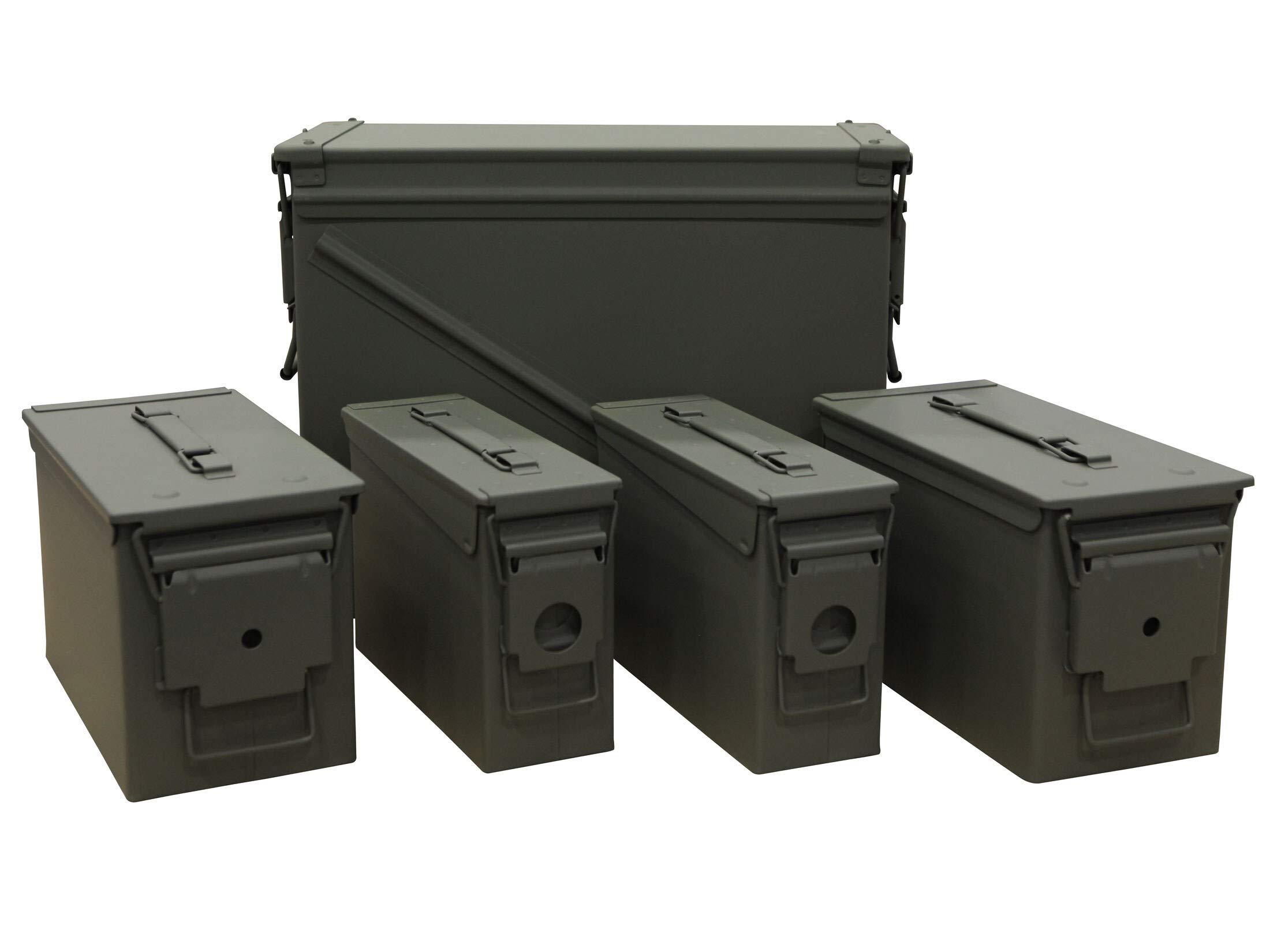 Mil-Spec Ammo Can 5-Pack Combo - 20mm, 30 Cal & 50 Cal Waterproof Military Grade Ammunition Storage Box - Perfect for Range, Hunting, Camping & Emergency Preparedness
