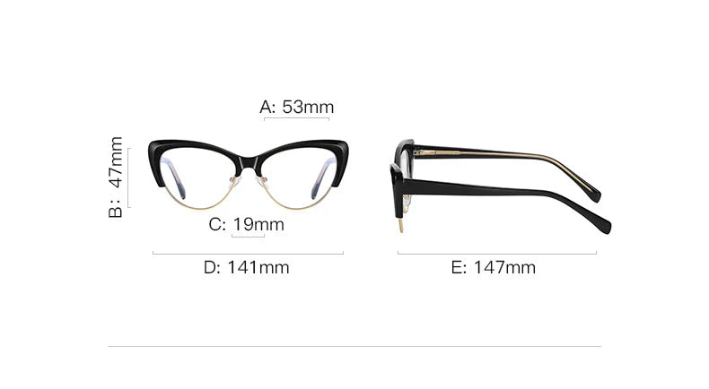 CCspace Unisex Full Rim Square Cat Eye Titanium Eyeglasses Frame 57455 - Lightweight Durable Glasses for Work, Reading & Fashion