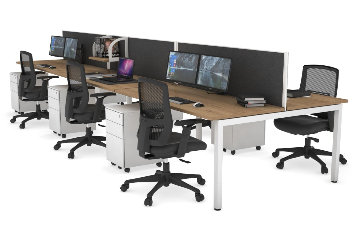 Quadro Square Legs 6-Person Office Workstation Desk [1600L x 700W] - Perfect for Team Collaboration & Open Office Spaces