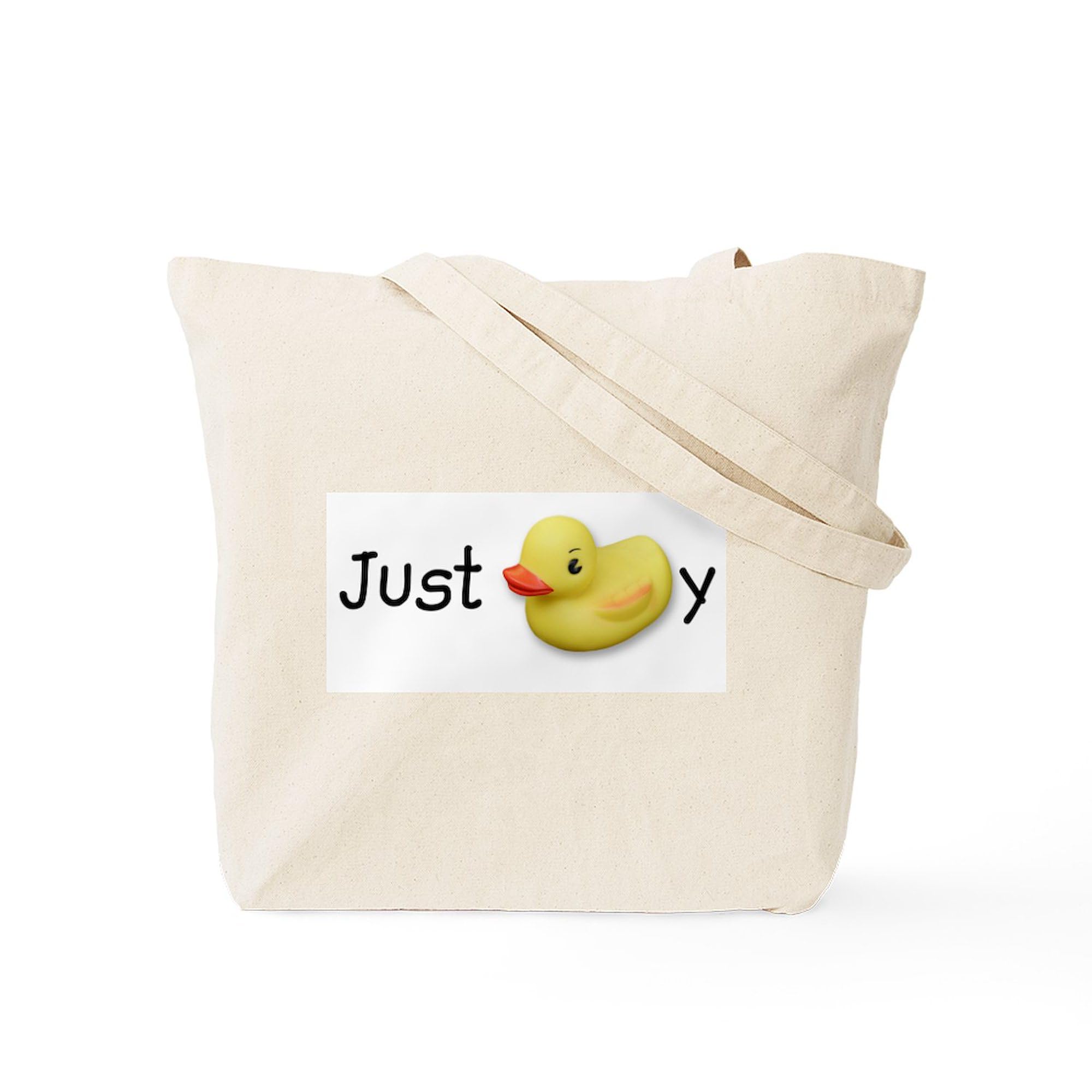 JUST DUCKY Natural Canvas Tote Bag - Eco-Friendly Reusable Shopping Bag for Groceries, Beach & Daily Use | Durable Cotton Tote with Fun Duck Design