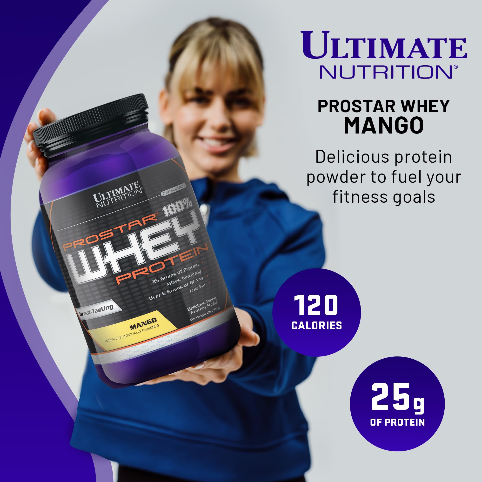 Ultimate Nutrition Prostar Whey Protein Isolate Powder - 2lbs, Mango Flavor | Low Carb, High Protein Shake for Muscle Building & Recovery | Keto Friendly, Low Sodium & Fat | Perfect for Post-Workout & Weight Management