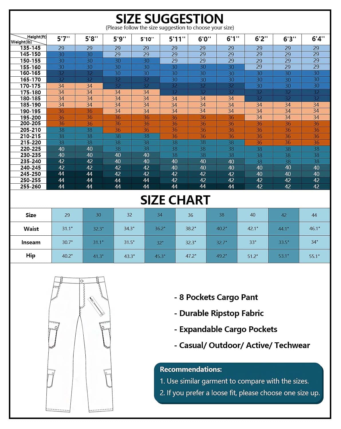 TRGPSG Men's Camo Cargo Pants - Cotton Casual Work & Hiking Pants with 8 Pockets - Outdoor Adventure, Camping & Everyday Wear