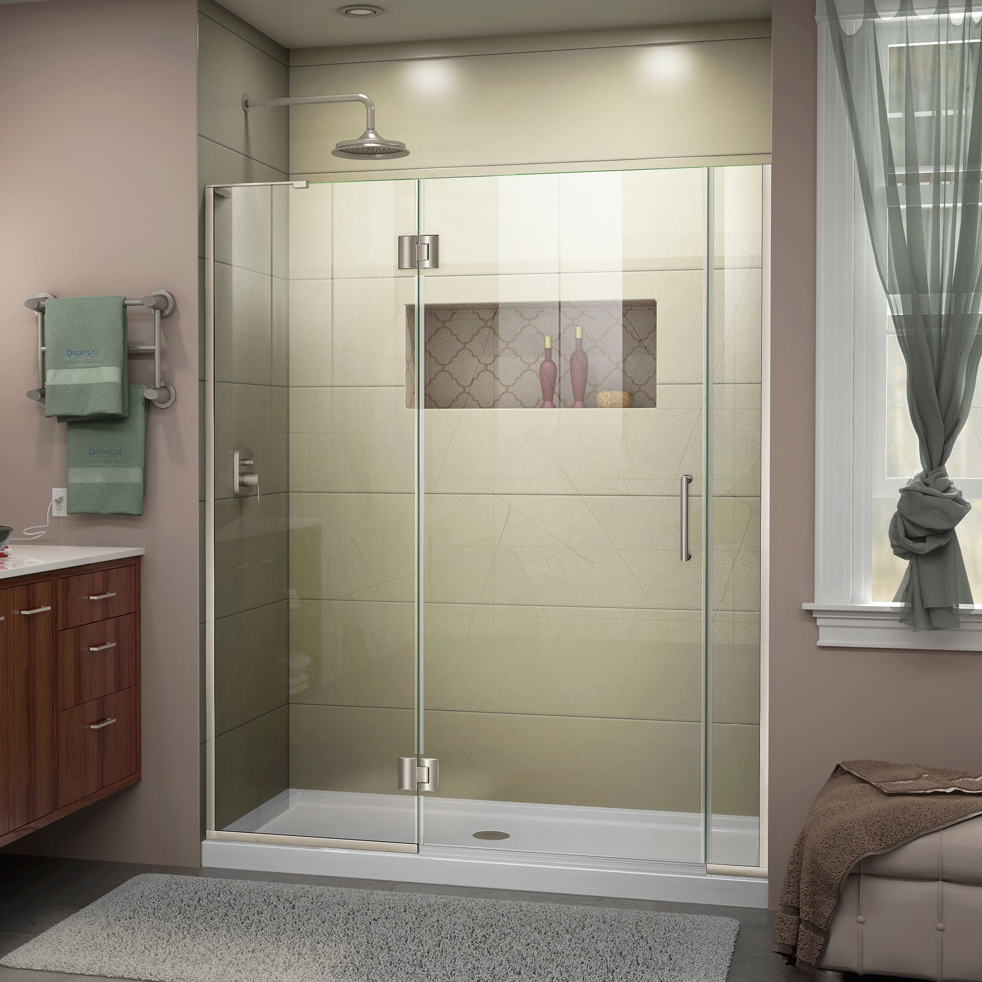 DreamLine Unidoor X Frameless Hinged Shower Door 55.5