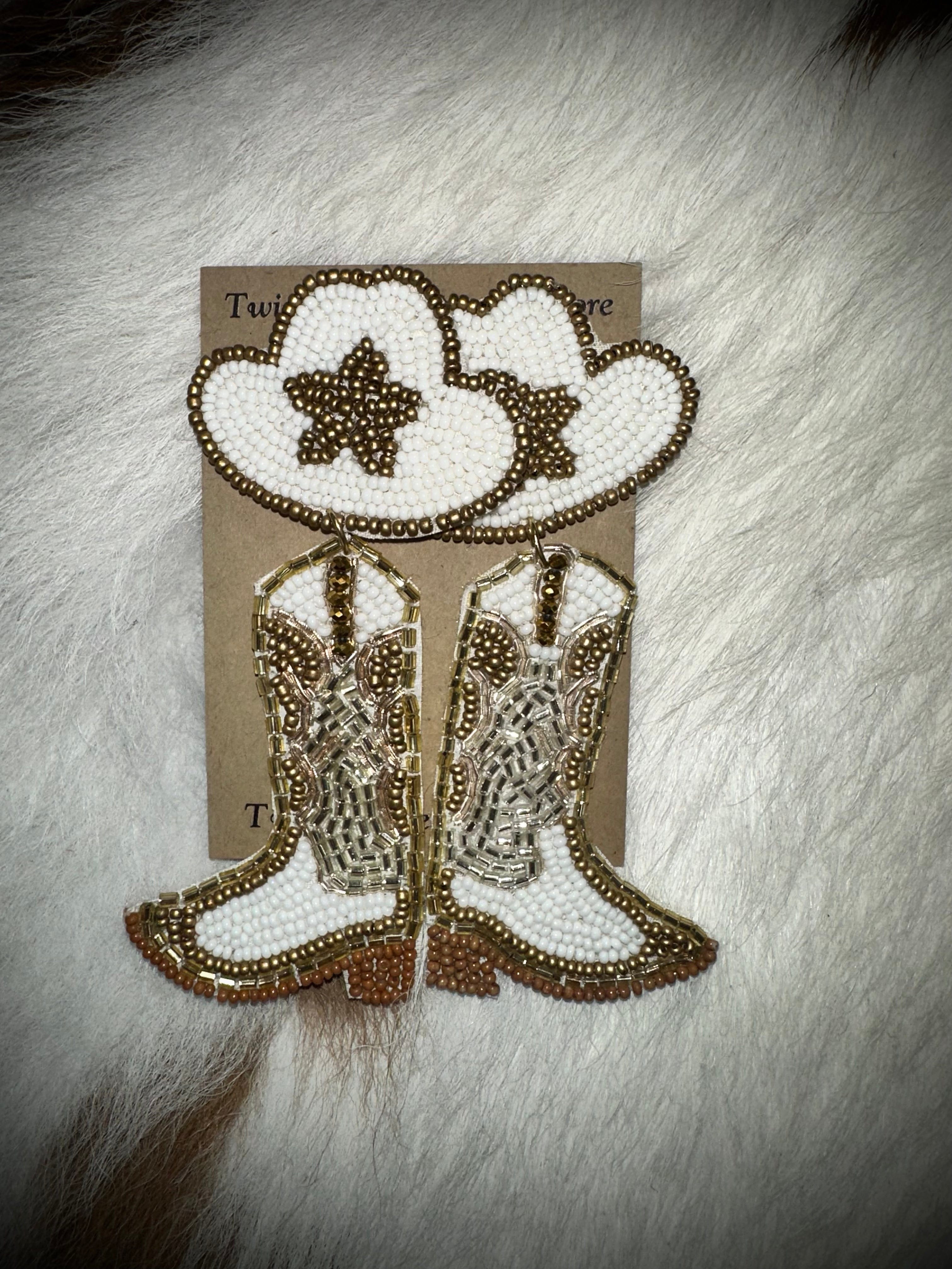 Handmade Beaded Cowgirl Boot Earrings - Western Style Dangle Earrings for Women - Perfect for Country Concerts, Rodeos & Cowgirl Fashion