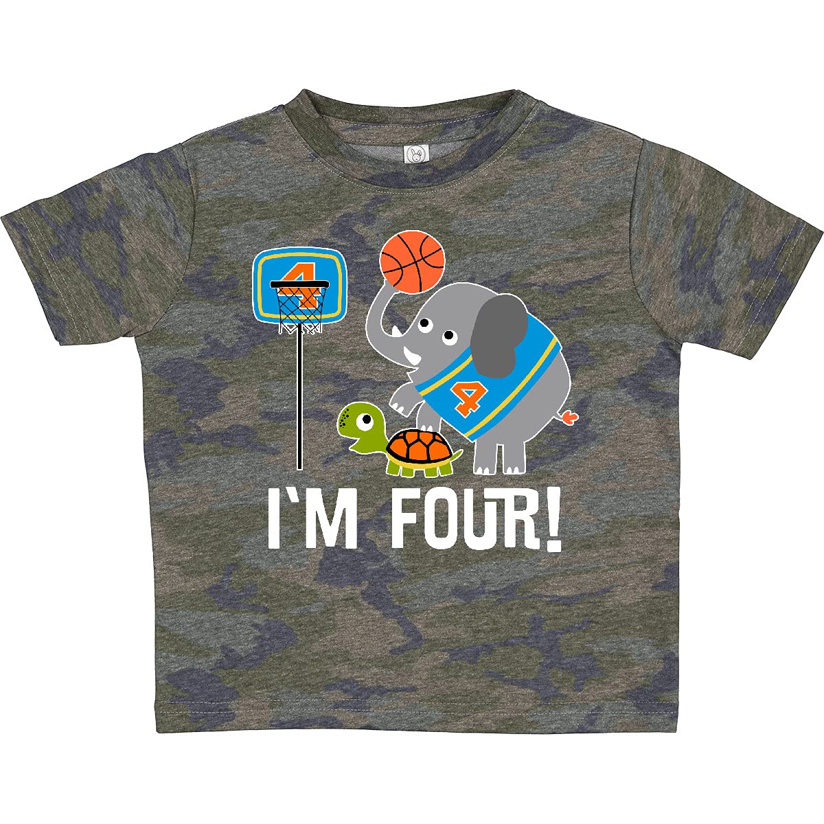 Inktastic Basketball 4th Birthday T-Shirt for 4 Year Old Boys & Girls - Fun Toddler Gift for Basketball Party & Sports Themed Celebrations