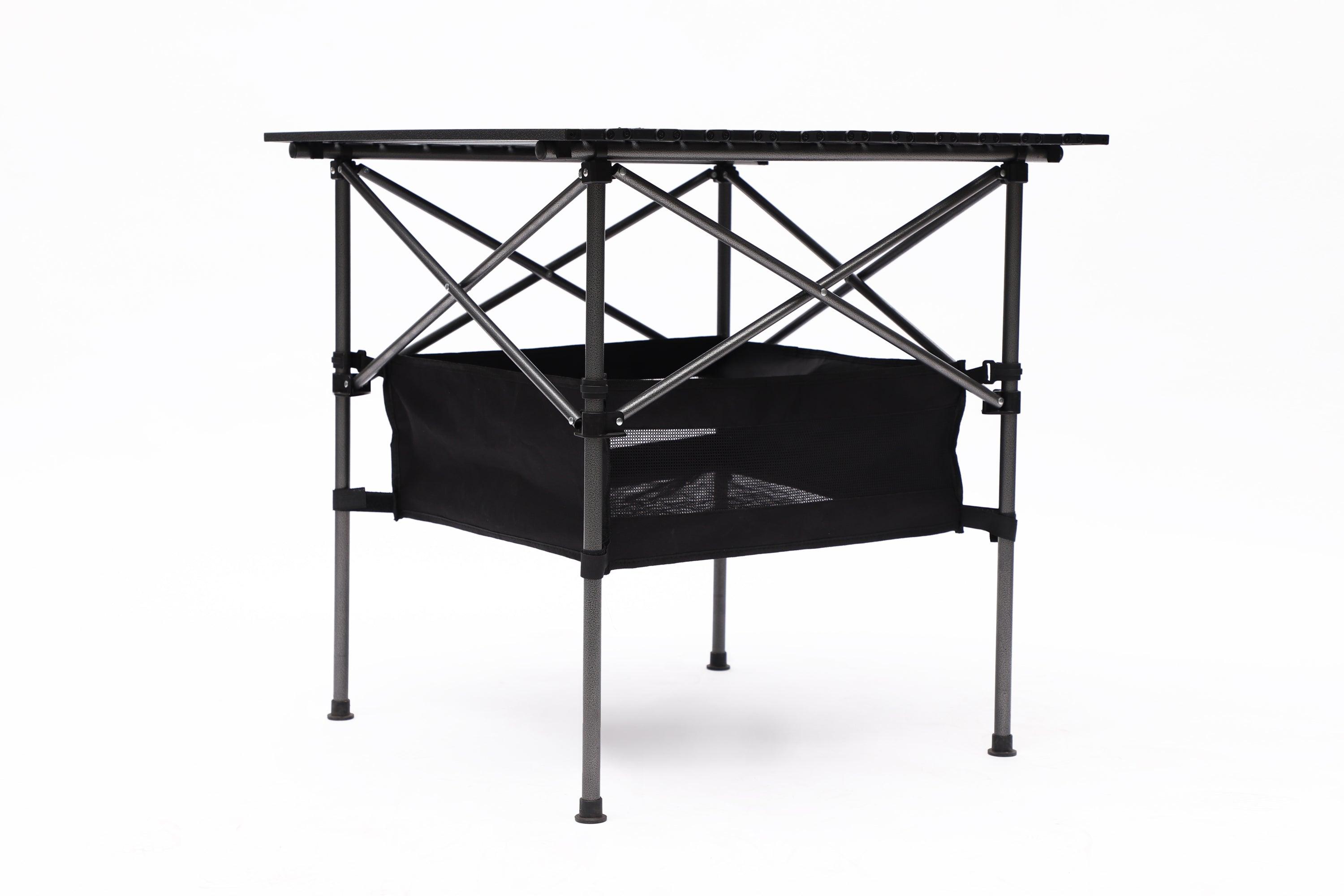 Lightweight Aluminum Folding Outdoor Table with Carrying Bag - Portable Roll Up Square Table for Camping, Picnics, Beach, Backyard, BBQ, Party (27.56x27.56x27.56 Inches, Black) - Perfect for Outdoor Adventures, Tailgating & Small Space Living