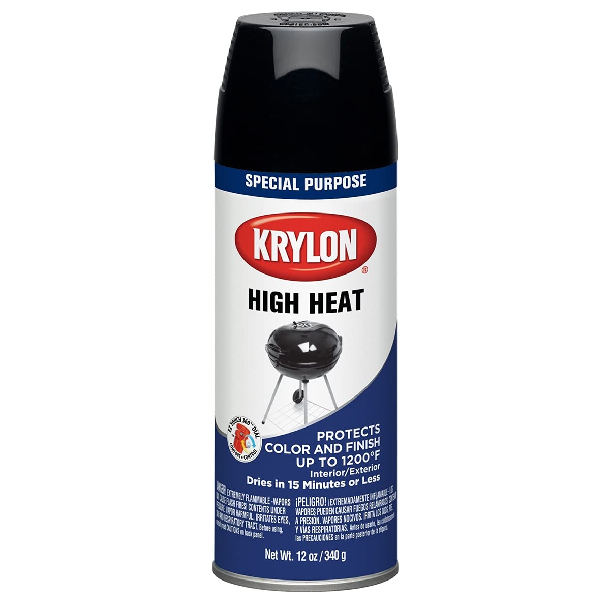 Krylon High Heat Spray Paint - Up to 1200°F, Fast-Drying, Rust Protection for Grills, Stoves, Fireplaces & More - Perfect for DIY Home Improvement & Automotive Projects