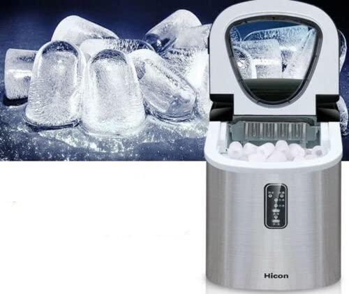 220V Commercial Ice Cube Maker - Stainless Steel Portable Ice Machine for Restaurants, Bars, Cafes & Home Use - Fast Ice Production for Beverages & Food Display