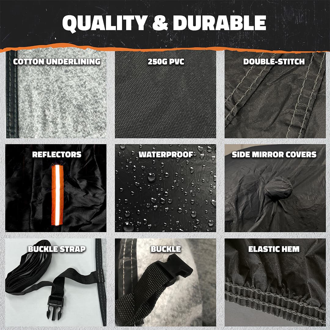Premium Heavy Duty Waterproof Car & SUV Cover with Cotton Lining - All Weather Protection for Outdoor Parking, Travel & Long-Term Storage