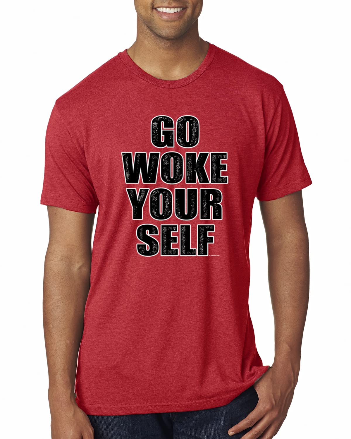 Go Woke Yourself Funny Men's Premium Tri-Blend T-Shirt - Soft & Comfortable Casual Tee for Everyday Wear, Gym, and Outings
