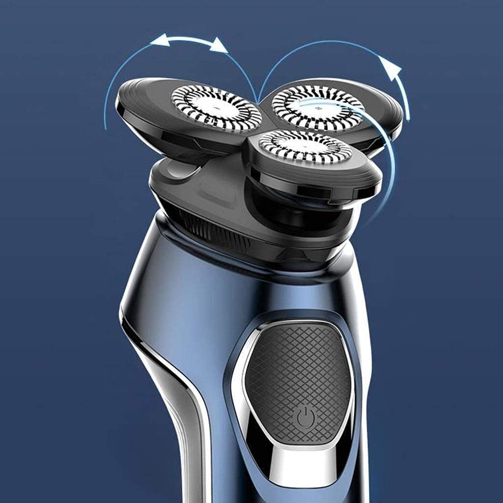Best Men's Electric Shaver - Waterproof Rotary Facial Razor for Wet/Dry Use with LED Display & USB Rechargeable - Perfect for Travel, Home & Gym Grooming (Blue)