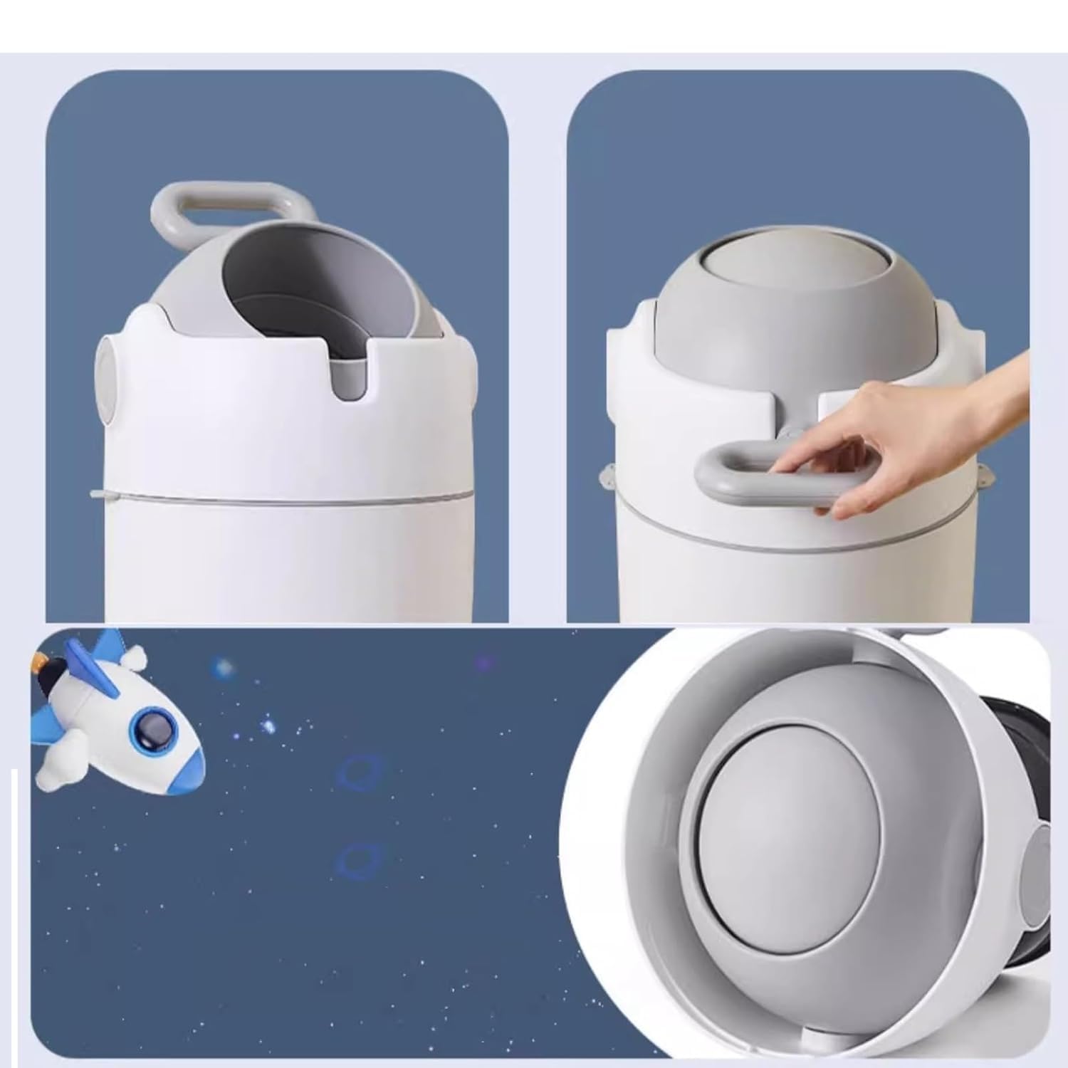 Creative Cylinder Wastepaper Basket with Lid - 15L Large Capacity Plastic Trash Can for Diapers, Living Room, Bedroom & Bathroom | Durable Garbage Bin for Home, Office & Nursery Use