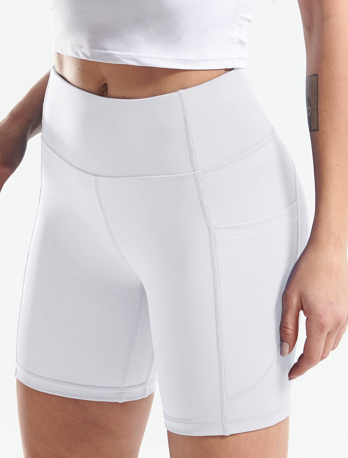 CADMUS High Waist Yoga Shorts for Women - 3/4/6/7/8 Inch Inseam - Naked Feeling Workout Running Biker Shorts - Perfect for Yoga, Gym, Running & Lounge Wear